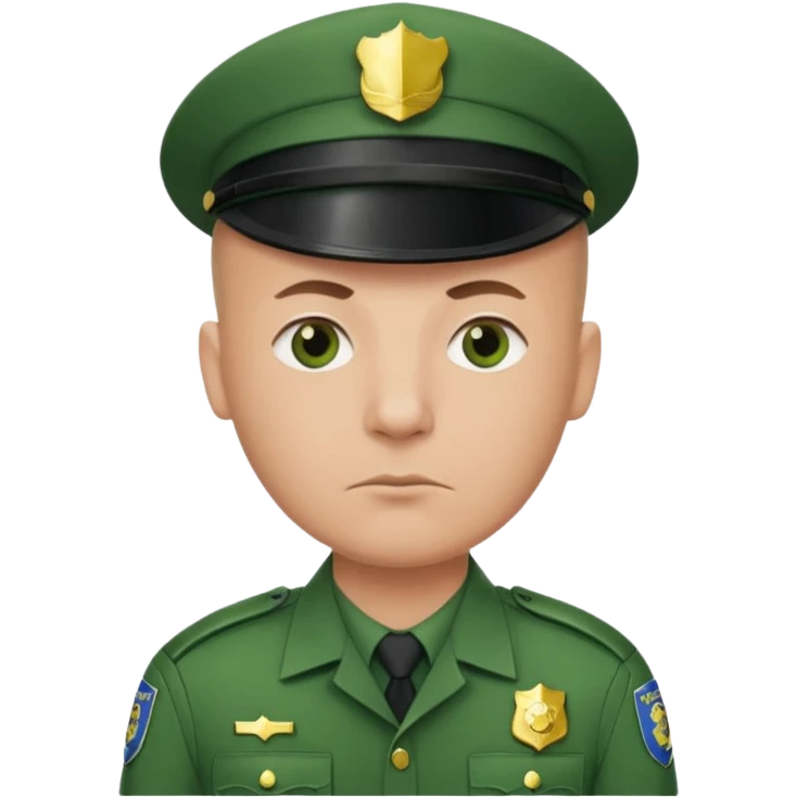 green uniform police bald emoji