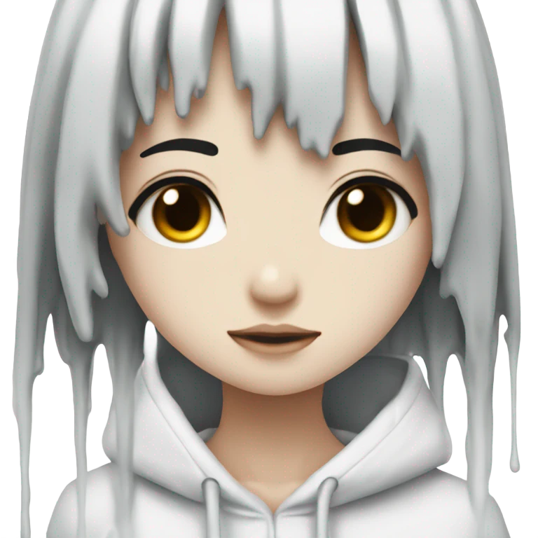 white paint dripping over an anime girl with black hair emoji