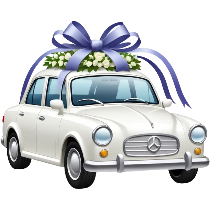 luxury car with wedding decorations, horizontal emoji