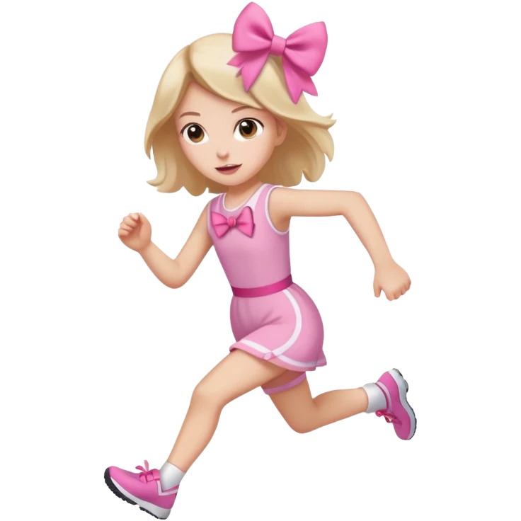 A girl running with a pink bow  emoji