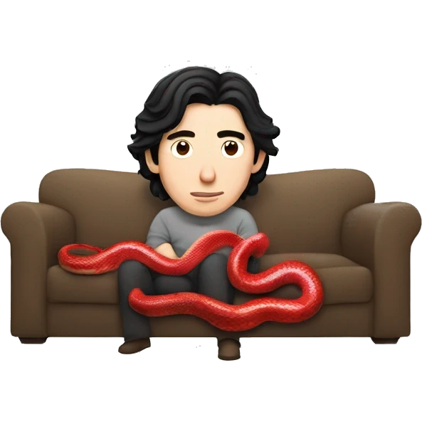 Adam driver in couch with two red snakes watching a movie  emoji