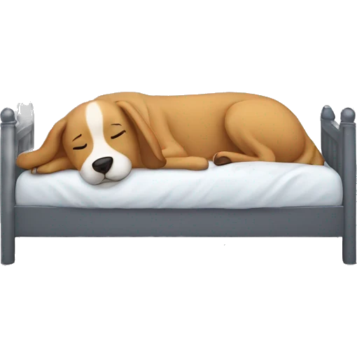 Dog in the bed. and sleep emoji