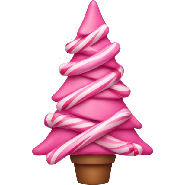 Pink Christmas tree with candy canes  emoji