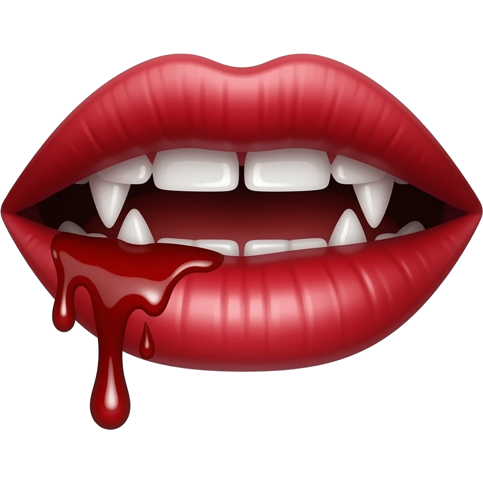 Mouth with blood on lips and vampire teeth emoji