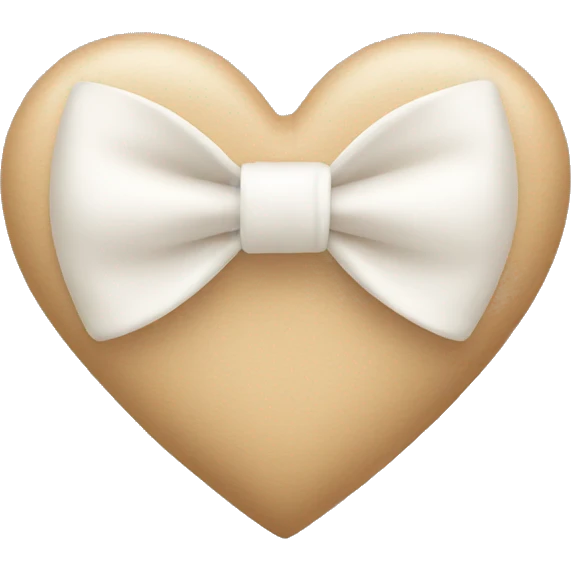 Beige heart with white bow emoji