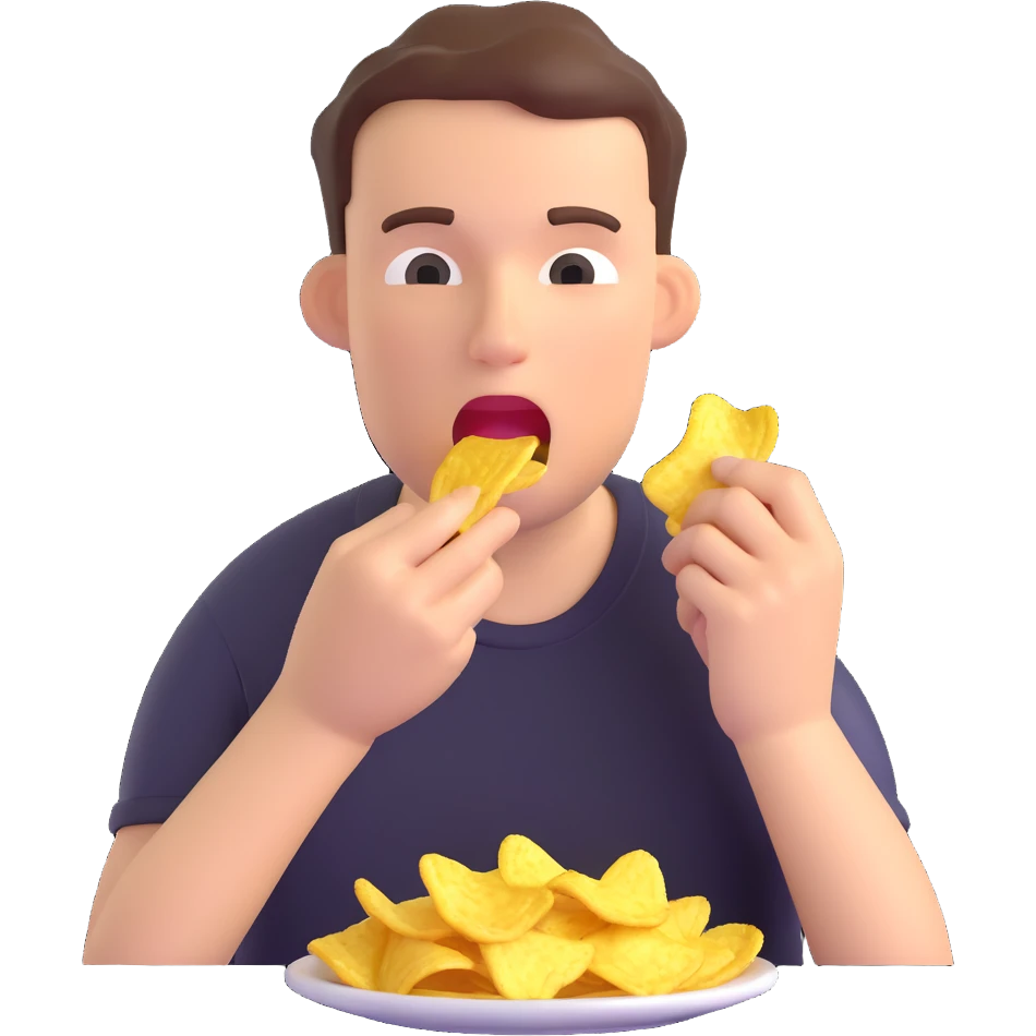 man eating chips emoji