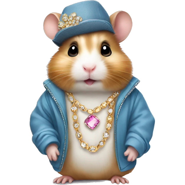 Hamster wearing clothes and jewelry emoji