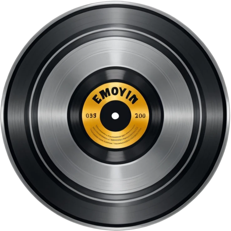 A dark metal platinum music award plaque The center features a relief of a or stylized vinyl record in a slightly darker metallic tone emoji