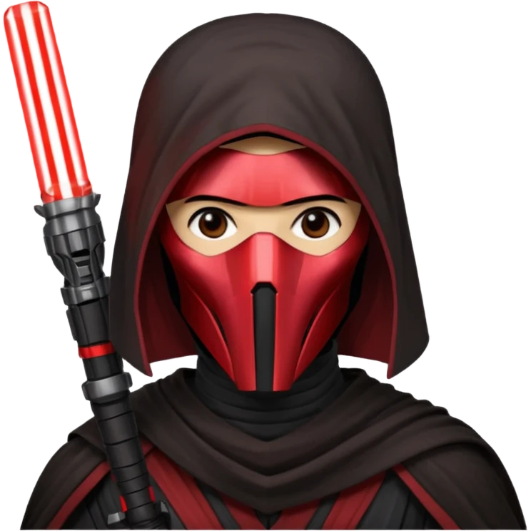 Darth Revan with his mask on holding red lightsaber mainly face shot not as much body emoji