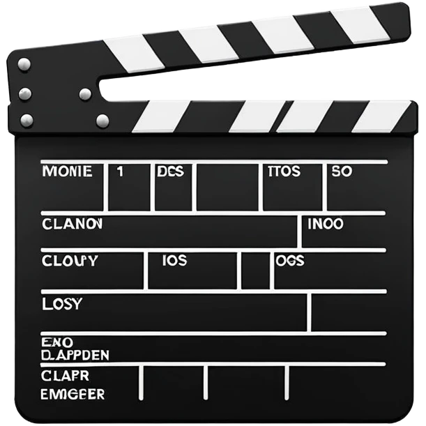 minimalist film clapperboard, simple movie slate with clear black and white design, classic cinema clapper emoji