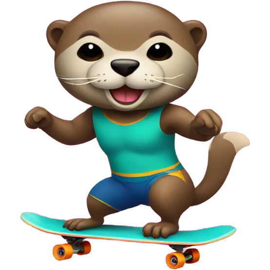 An otter wearing a luchador mask riding a skateboard emoji