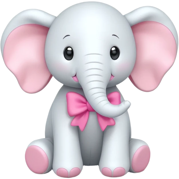 jellycat 3d plush white Elephant with a bow on its head emoji