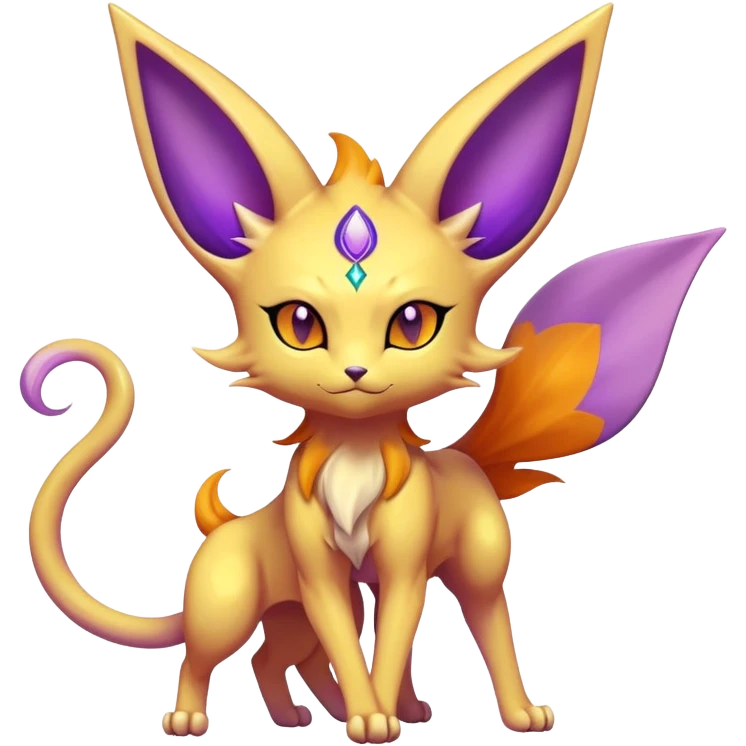 Shiny Exotic Elemental Espeon-Persian-Pokémon-Fakémon-hybrid-creature (full body) emoji