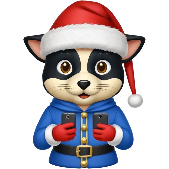 Zorro animal  con gorro de navida y ropa azul para una de repuesto de celular  emoji