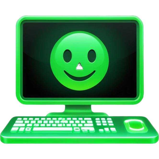 computer with green code emoji