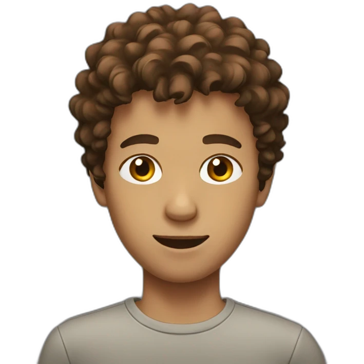 Young guy from New York with brown shaggy hair emoji