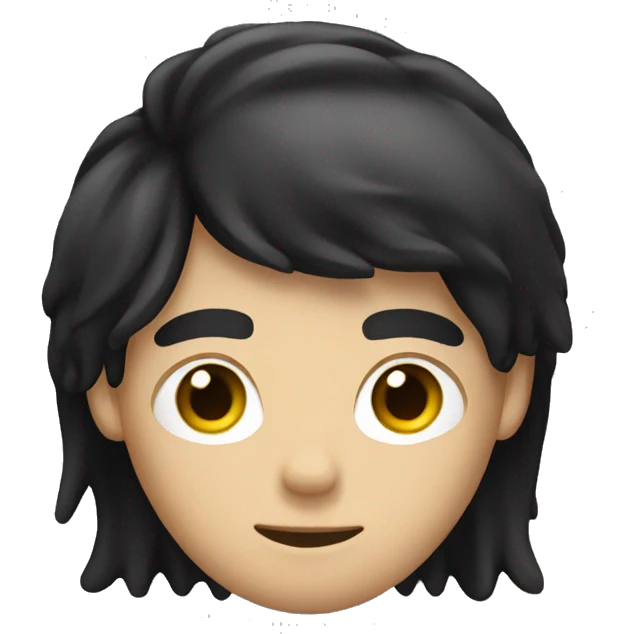 White boy with black long wawy hair emoji
