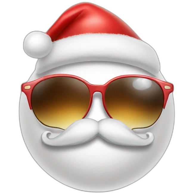 bauble with moustache sunglasses and santa hat emoji