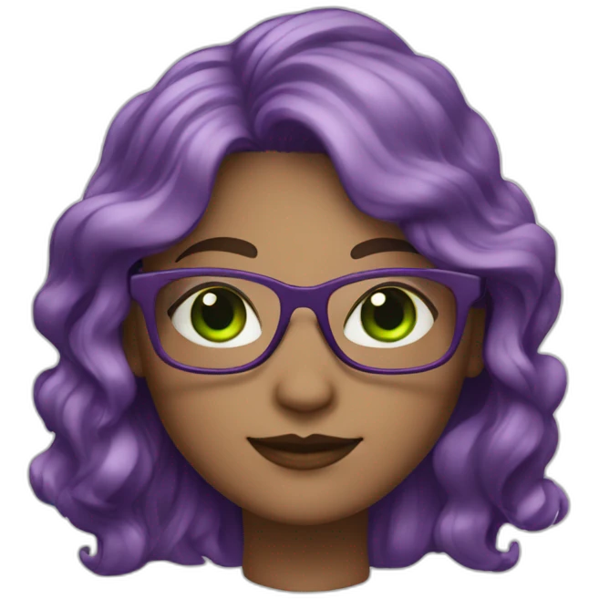 curvy-white-woman,wavy-purple-hair,green-eyes-square-glasses emoji