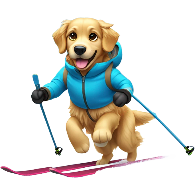 Skiing golden retriever emoji