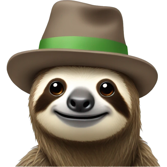 Sloth wearing a hat emoji