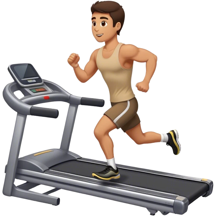 brunette buff guy running on treadmill emoji