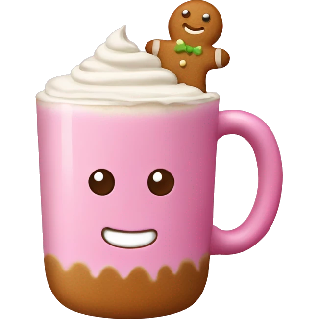 Gingerbread latte in a pink mug emoji