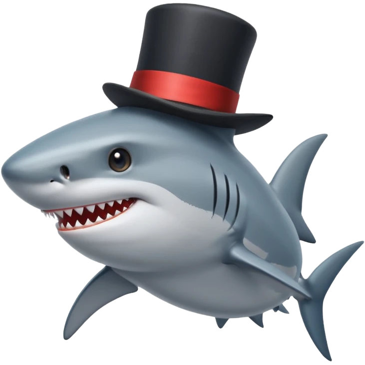 Shark with a top hat emoji