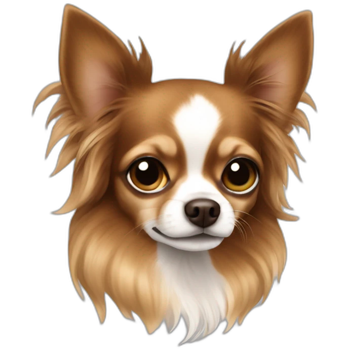 One long haired Chihuahua with light medium and dark brown colors emoji