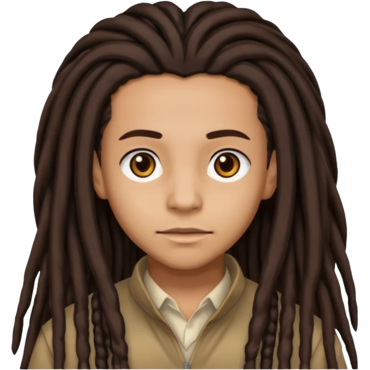 Lightskin with brown eyes and dark brown long dreads with a lining emoji