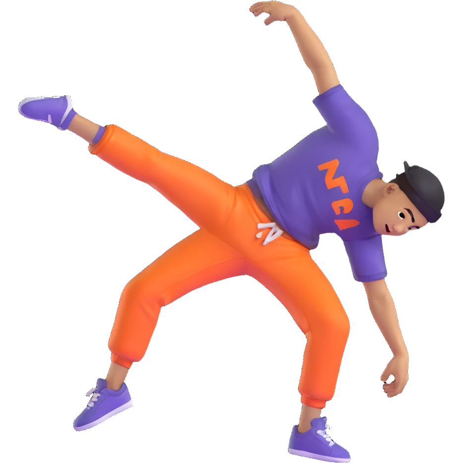 green breakdancer in energetic dance move emoji