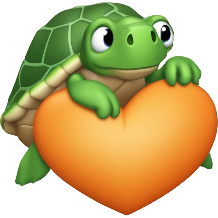 Quiero un corazón naranja con una tortuga  emoji