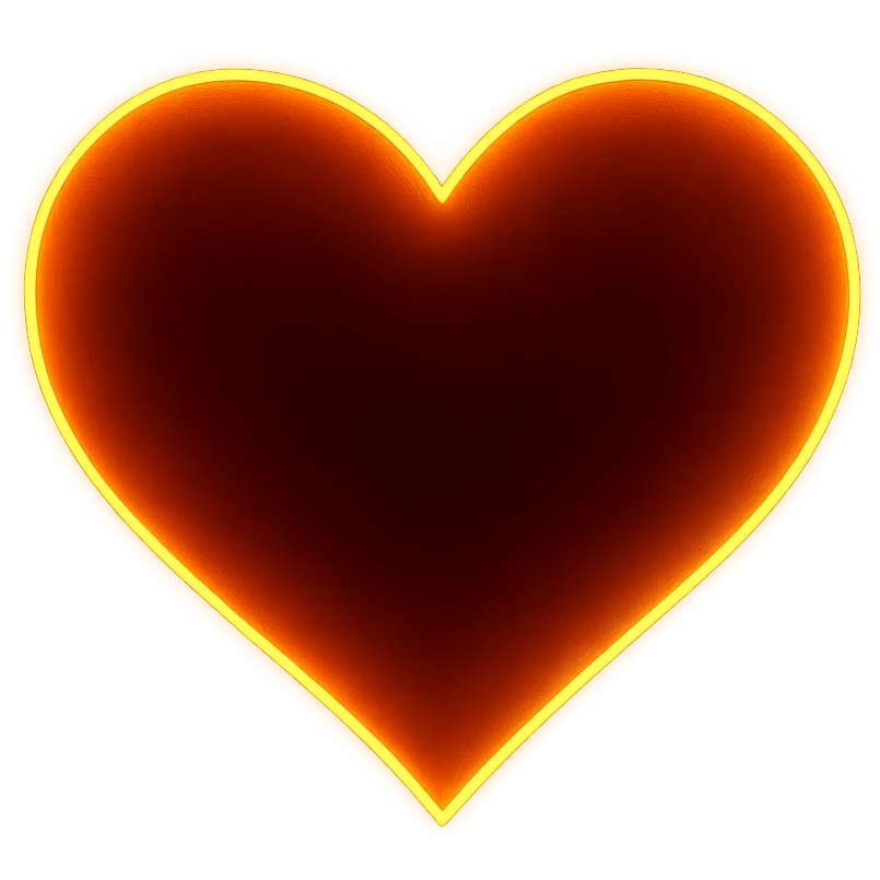 heart with a glowing tangerine outline, digital illustration emoji