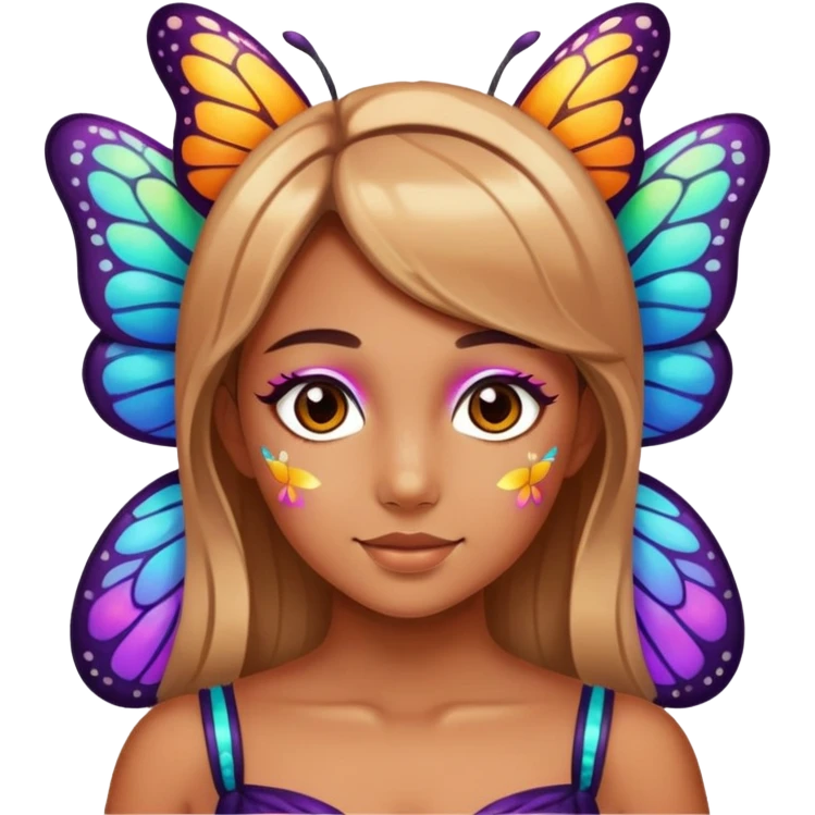 The girl is wearing a butterfly costume emoji