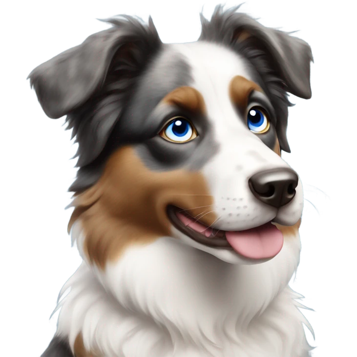 Mini american shepherd tri color with blue eyes with freckles emoji