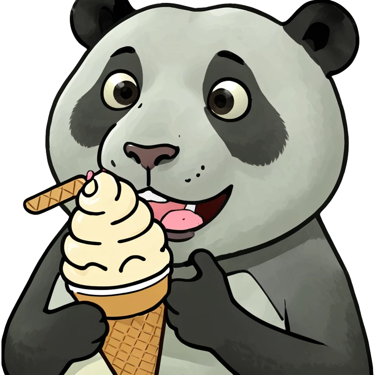Panda eating ice cream emoji