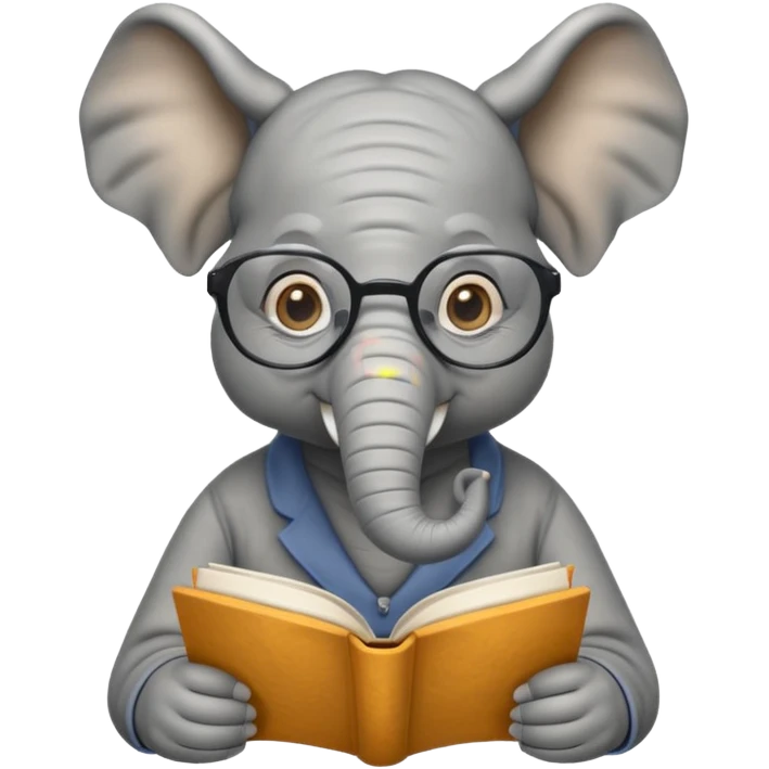 An elephant with a book emoji