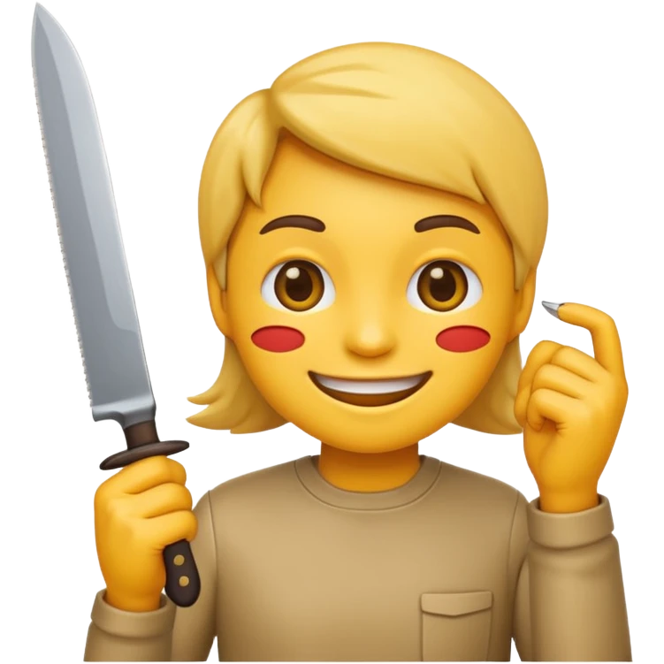 normal smile emoji 🙂 holding knife emoji in right hand emoji