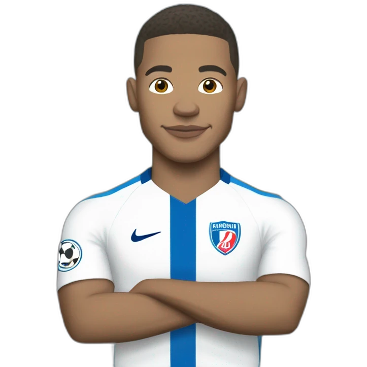 Kylian Mbappé with blue hair emoji