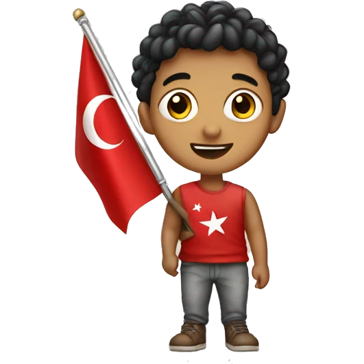 Сurly boy with a Turkish flag emoji