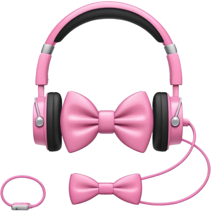 Apple headset with a pink bow tie emoji