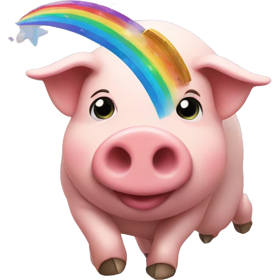 Pig with rainbow and rockets emoji