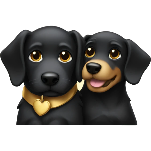 Black dog hugging golden dog emoji