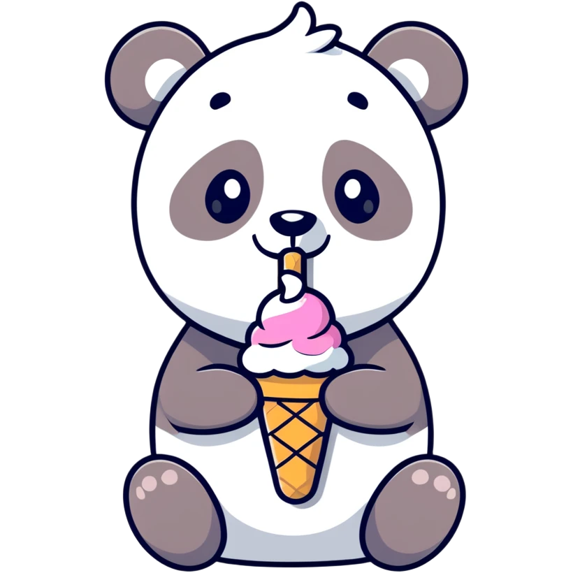 Panda eating ice cream emoji