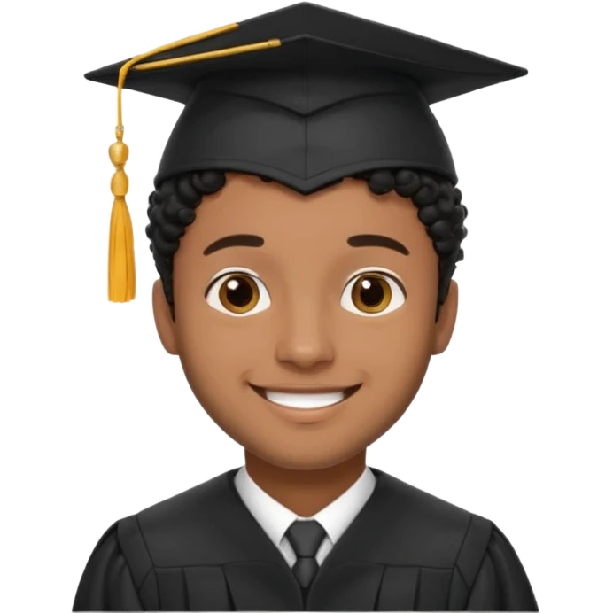 Graduated Students, Male, brown skin, black curly hair, proudly, short hair, wearing graduation cap emoji