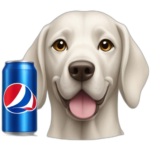 Braque de weimard avec une canette de Pepsi emoji
