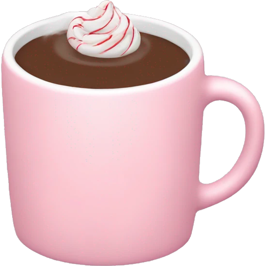 Light pink mug with no face with peppermint hot chocolate  emoji