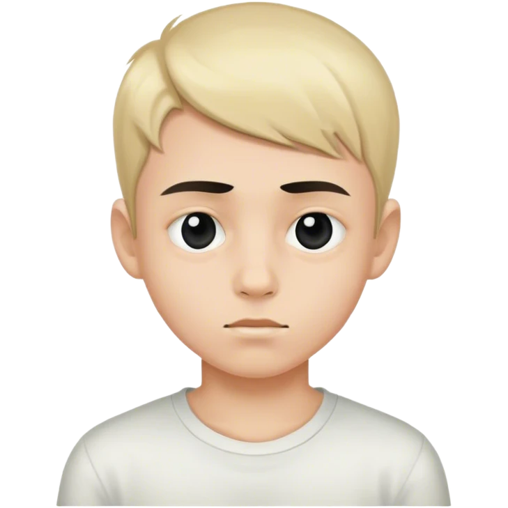 portrait of a boy with a black eye emoji