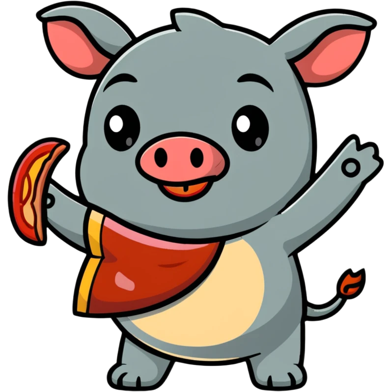 winking Stitch holding a bacon strip emoji
