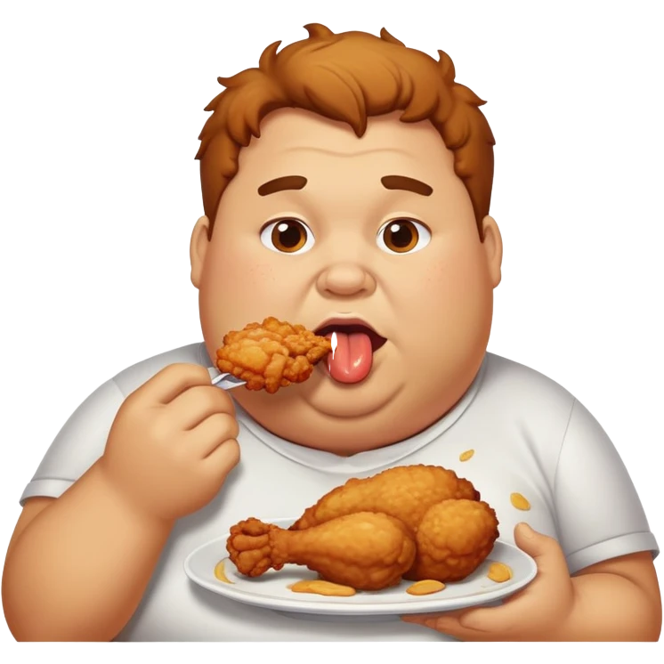 Fat person eating chicken emoji